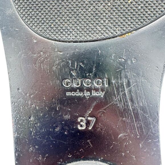 Gucci GG Marmont Gold Crinkle Leather Thong Sandals Size 7 - Picture 11 of 12